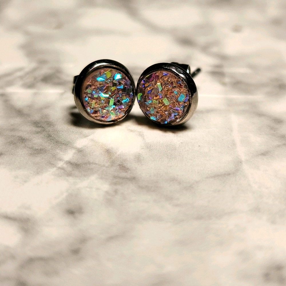 Opal Druzy Stud Earrings